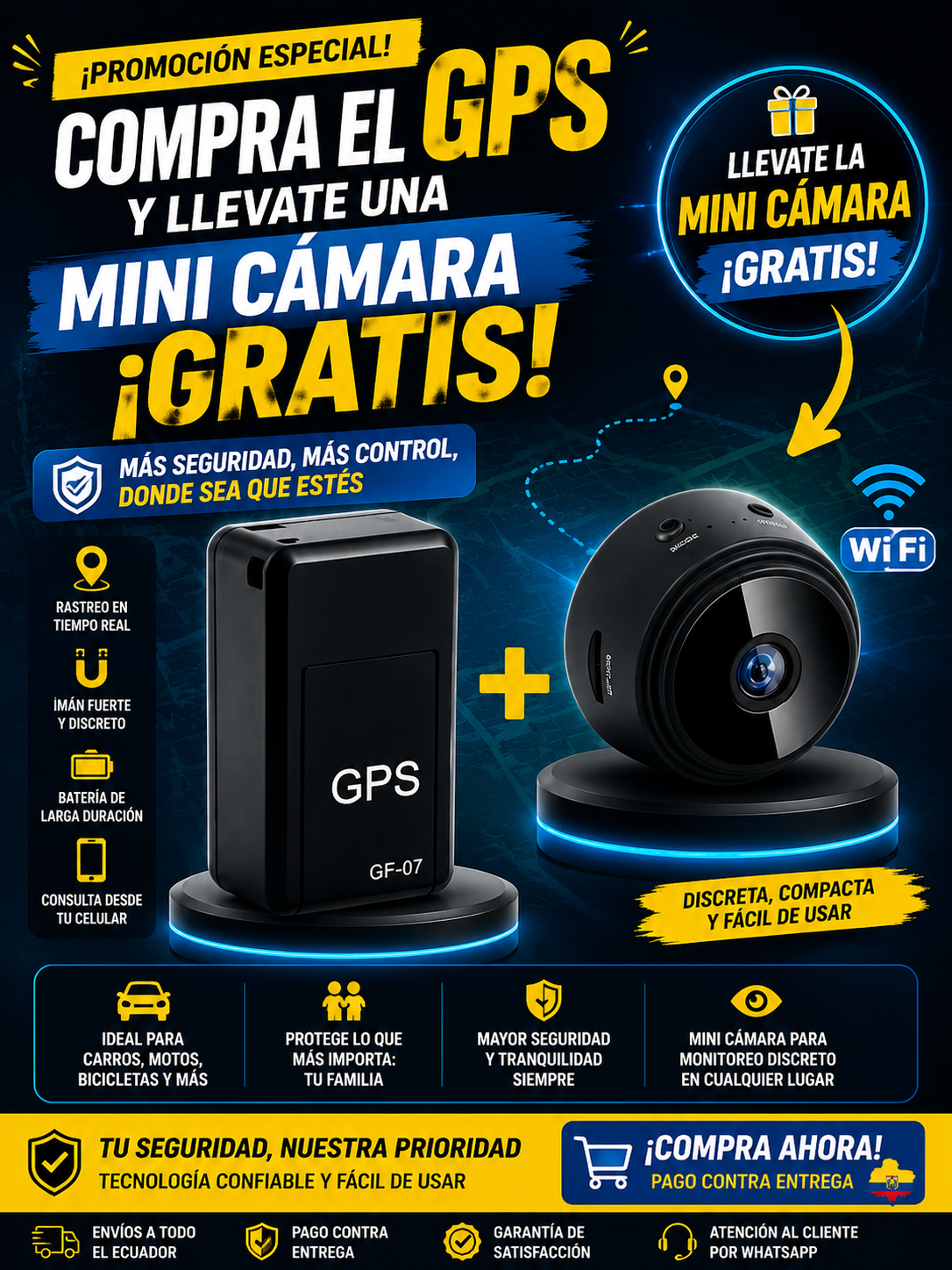 📍 Mini GPS GF-07 con Monitoreo en Vivo + Cámara de Regalo