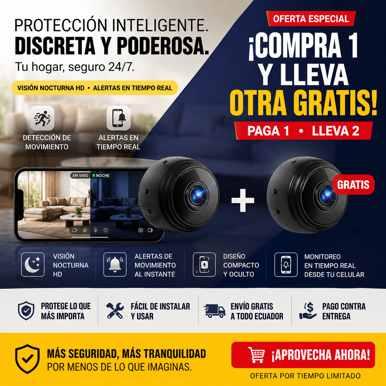 Mini Cámara Espía WiFi 1080p HD — Compra 1 y Llévate la Segunda ¡GRATIS!